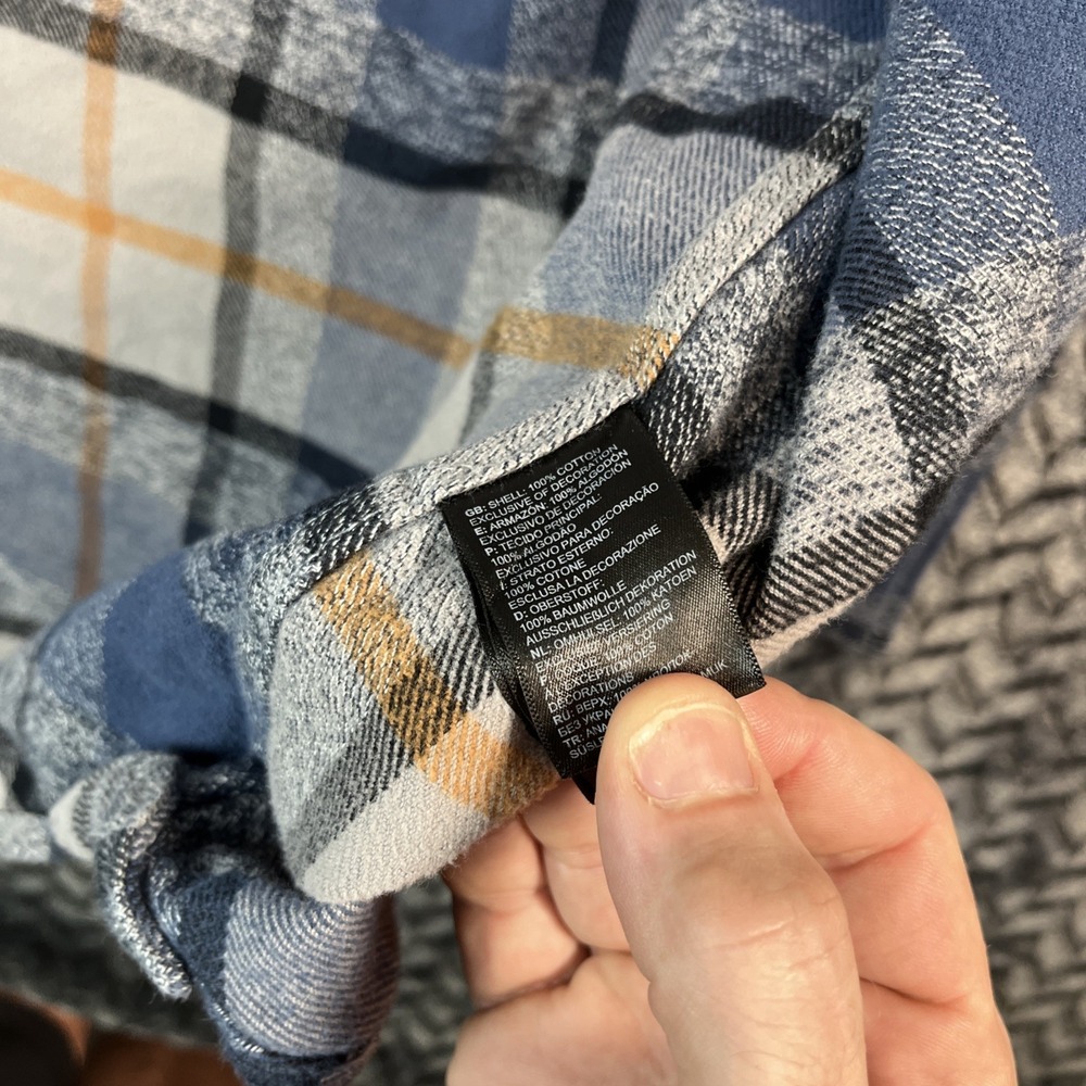North Face Arroyo Flannel Shirt Mens XXL Blue Plaid 100% Cotton Heavy Lumberjack - Picture 4 of 9
